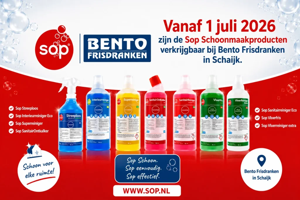 SOP schoonmaakproducten nu verkrijgbaar bij Bento Frisdranken